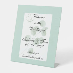 Romantic Beach Wedding Welcome Sign, Coastal Pedestal Sign