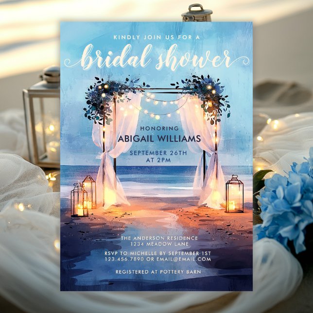 Romantic Beachfront Twilight Ocean Bridal Shower Invitation (Romantic Beachfront Twilight Ocean Bridal Shower Invitation)