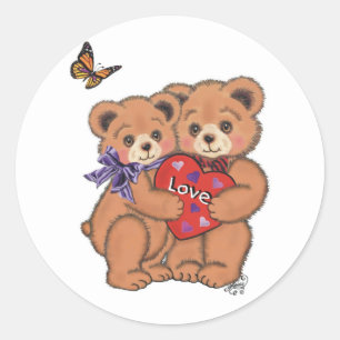 Romantic Bears  Classic Round Sticker