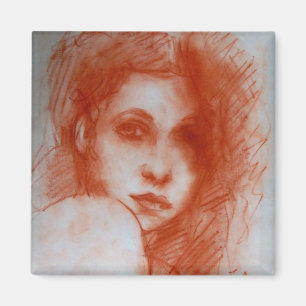 ROMANTIC BEAUTY / Woman Portrait in Sepia Brown Magnet