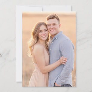 Romantic Beige Blue Photo Invitation