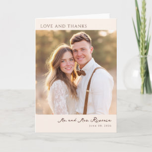 Romantic Beige Contemporary Photo Thank You Card