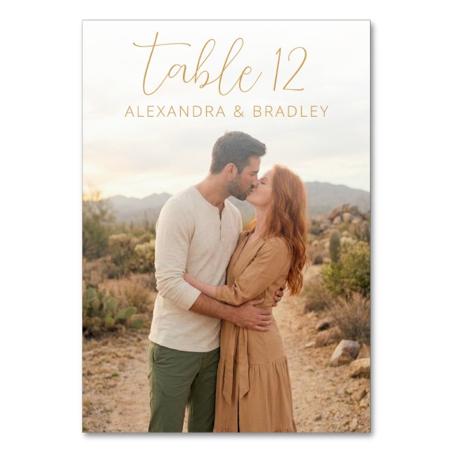 Romantic Beige Desert Photo Table Number (Back)