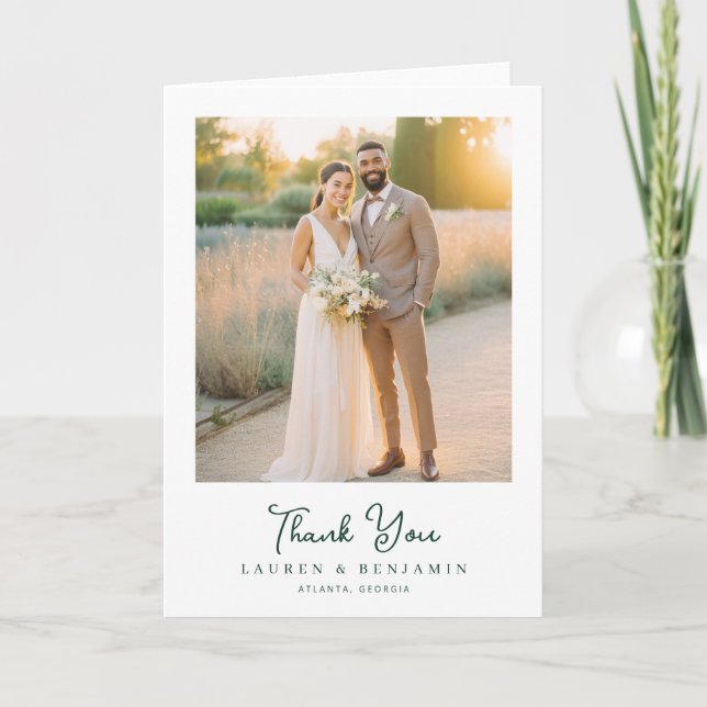 Romantic Beige Elegant Photo Thank You Card (Front)