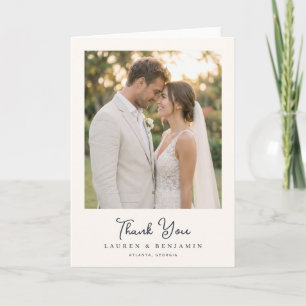 Romantic Beige Elegant Photo Thank You Card