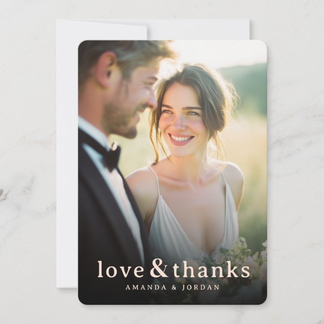Romantic Beige Ethereal Photo Thank You Card (Front)