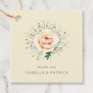 Romantic Beige Floral Rose Illustration Favour Tags