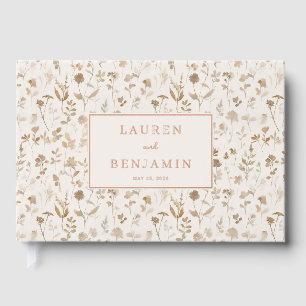 Romantic Beige Floral Wildflowers Guest Book