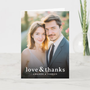 Romantic Beige Gray Photo Thank You Card