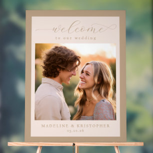 Romantic Beige Minimalist Photo Acrylic Sign