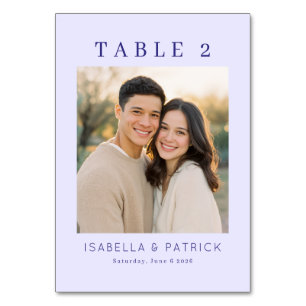 Romantic Beige Minimalist Photo Table Number