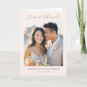 Romantic Beige Minimalist Photo Thank You Card