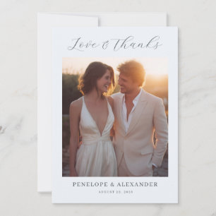 Romantic Beige Minimalist Photo Thank You Card