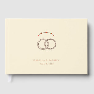 Romantic Beige Minimalist Wedding Rings Guest Book