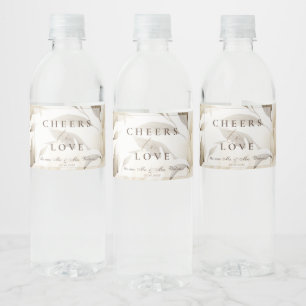 Romantic Beige Peonies Floral Vintage Fall Wedding Water Bottle Label