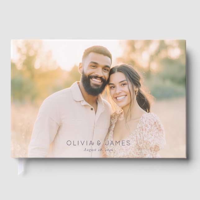 Romantic Beige Photo Guest Book (Front)
