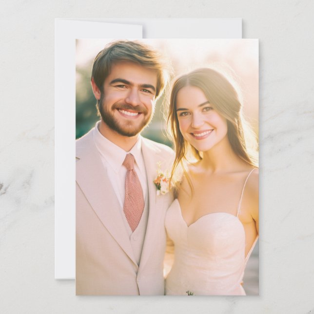 Romantic Beige Photo Invitation (Front)