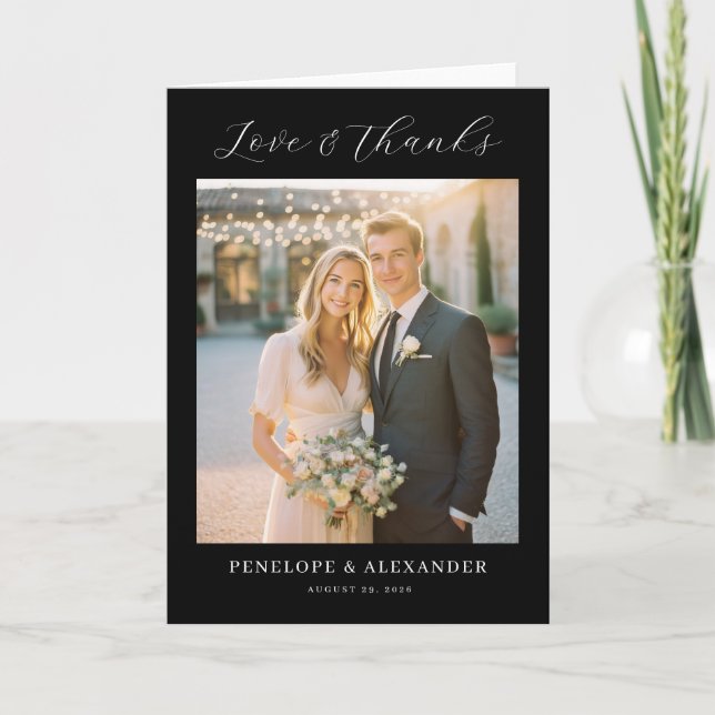 Romantic Beige Photo Thank You Card (Front)