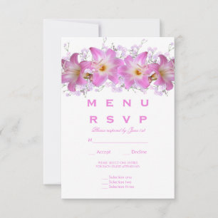 Romantic Belladonna Lilies Wedding Menu RSVP