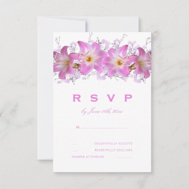 Romantic Belladonna Lilies Wedding RSVP Card (Front)