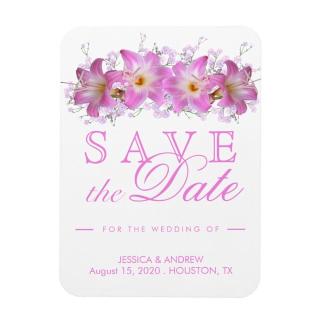 Romantic Belladonna Lilies Wedding Save The Date Magnet (Vertical)