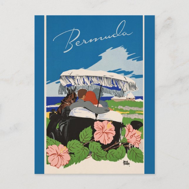 Romantic Bermuda retro vintage travel ad Postcard (Front)