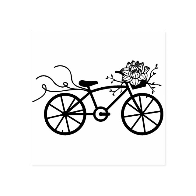 Romantic Bicycle Flower Scrapbooking Rubber Stamp (Imprint)
