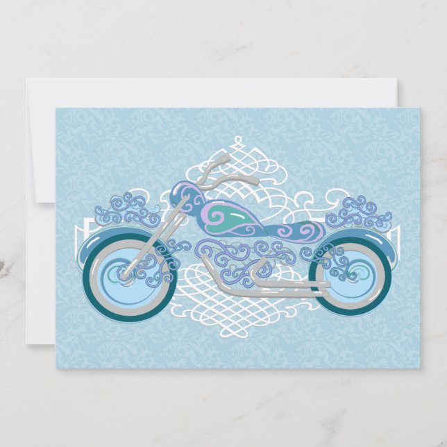 Romantic Biker Motorcycle Wedding Invitation (Front)