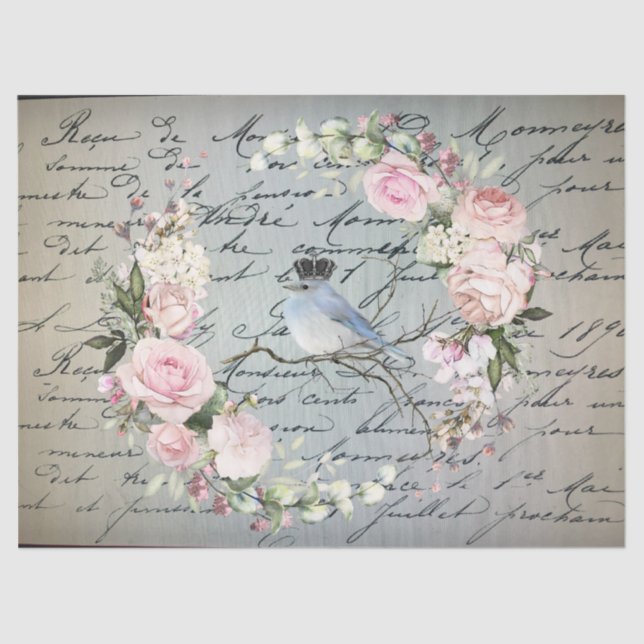 romantic bird on a branch tissue paper (Front)