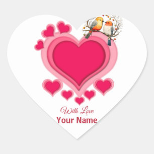 Romantic Birds on Branch Valentine's Day and Heart Heart Sticker