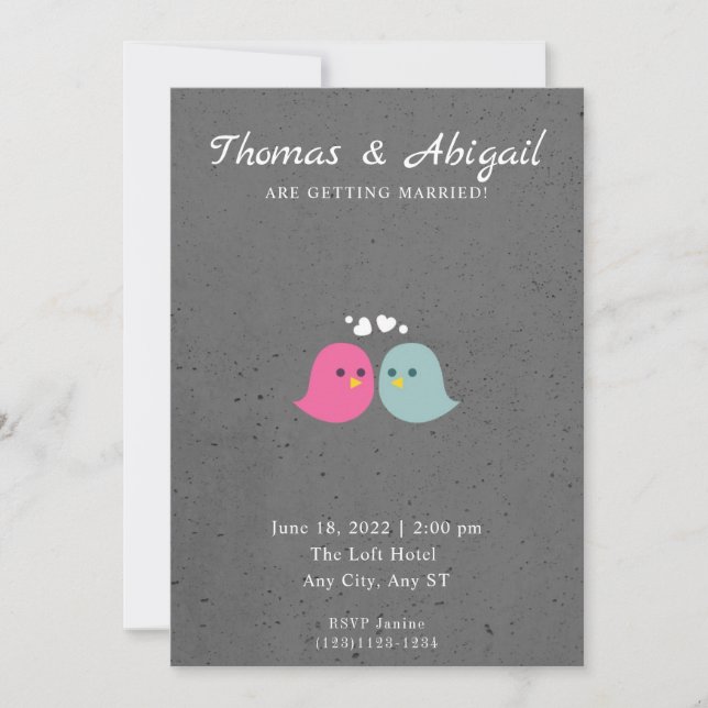 Romantic Birds Wedding Invitation (Front)