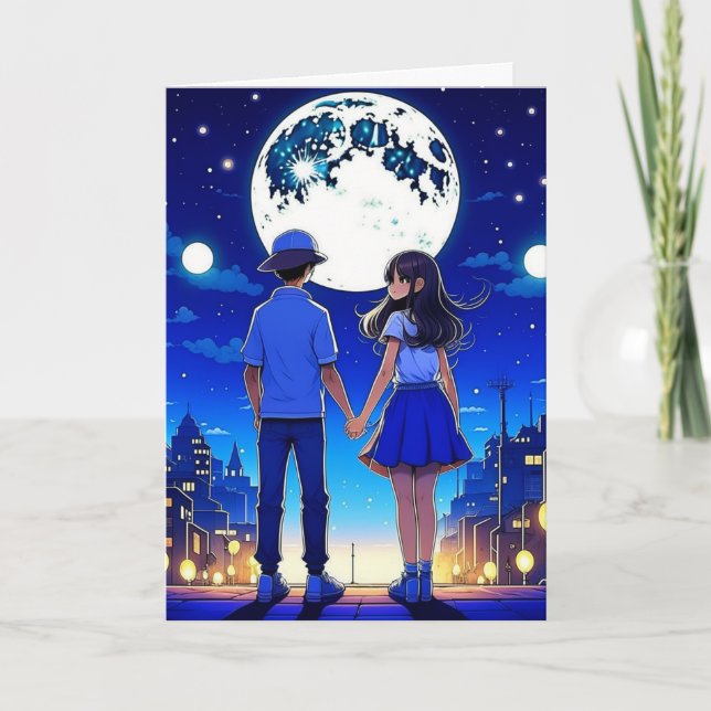 Romantic Birthday Anime Couple Card (Front)
