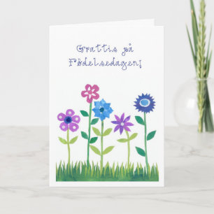 Romantic Birthday Card with Swedish Greeting