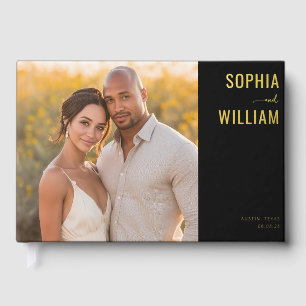 Romantic Black and Gold Photo Guest Book