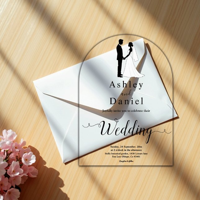 Romantic Black And White Classic Formal Wedding Acrylic Invitations (Creator Uploaded)
