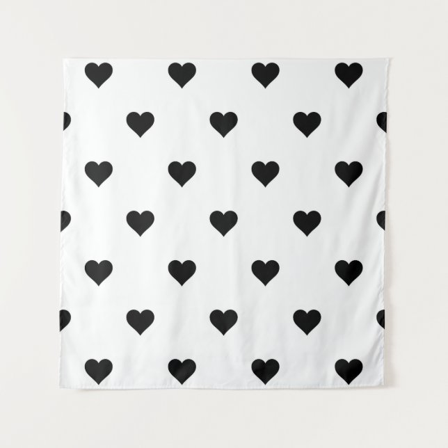 Romantic Black and White Heart Chic Wall Decor  Tapestry (Front)