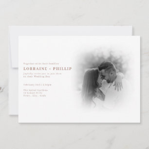Romantic black and white photo gradient wedding invitation