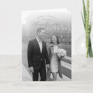 Romantic Black and White Photo Thank You Card