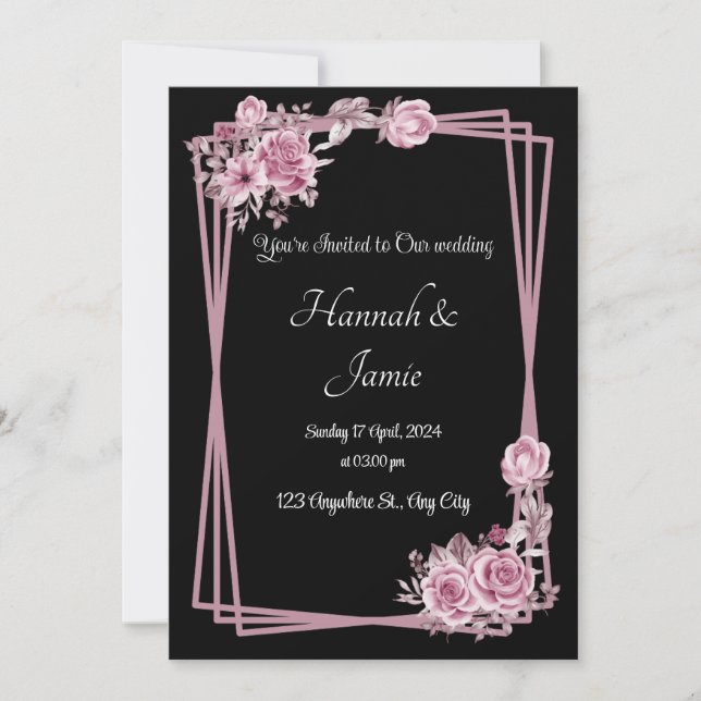 Romantic Black Calligraphy All Wedding invitation (Front)