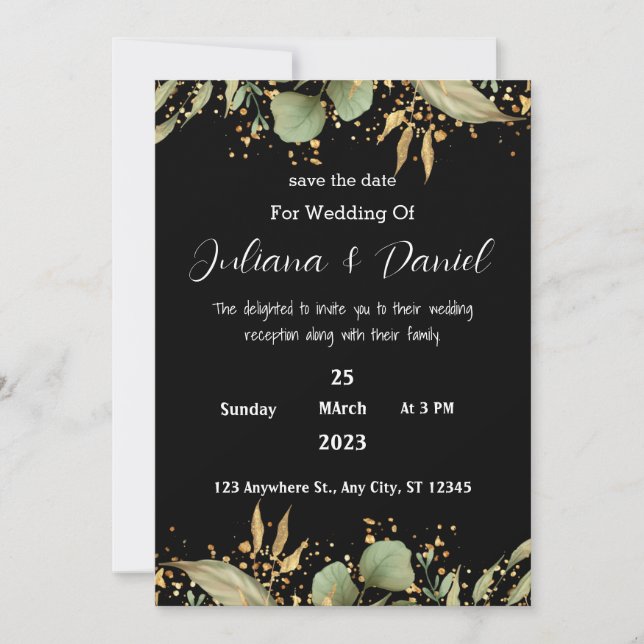 Romantic Black Calligraphy All Wedding invitation (Front)