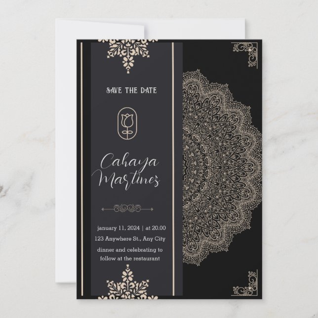 Romantic Black Calligraphy All Wedding invitation (Front)