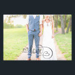 Romantic Black Love Script Elegant Wedding Photo Print<br><div class="desc">Photo print with romantic love typography. Customisable with names and dates.</div>