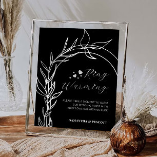 Romantic Black Rings Warming Wedding Sign
