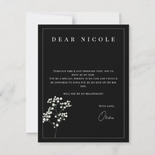 Romantic Black Rose Bridesmaid Proposal Card