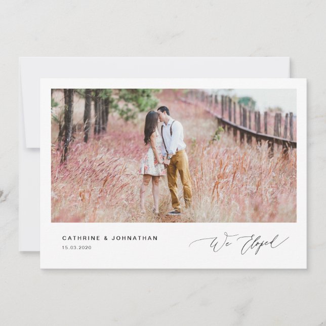 Romantic Black Script,, Wedding Elopement Invitation (Front)