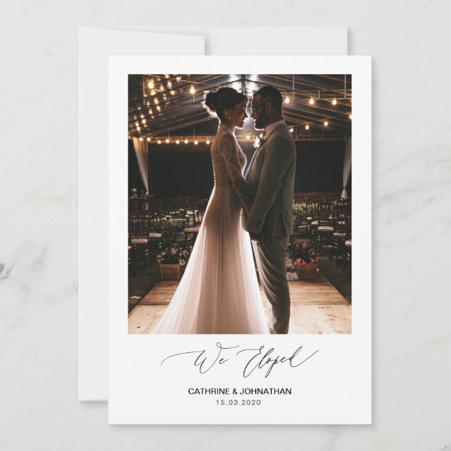 Romantic Black Script,, Wedding Elopement Invitation (Front)