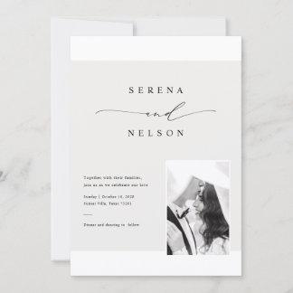 Romantic Black Tie Photo Wedding Invitation