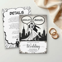Romantic Black & White Comic Book Elegant Wedding