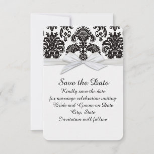Romantic Black&White Damask Save the date