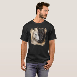 Romantic Black & White Horse Watercolor Design T-Shirt